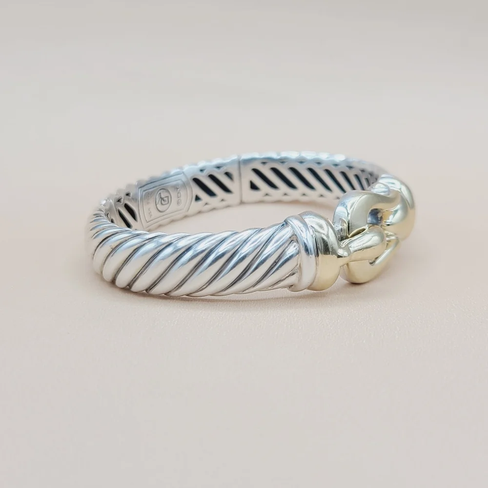 David Yurman 10mm Waverly Cable Bracelet With Gold - Picture 5 of 14